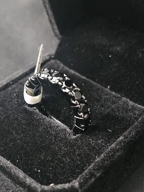 Size6 925 sterling plated Black CZs 4.6mm eternity band Ring
